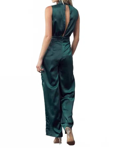 Reveuse Pleated Front Details Jumpsuit In Forest Green In Green
