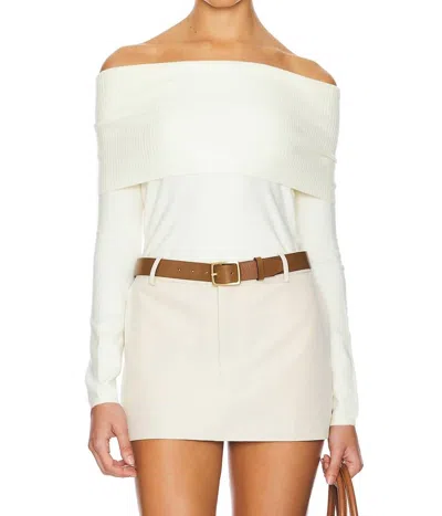 John & Jenn Damon Off Shoulder Sweater In Snowfall In White