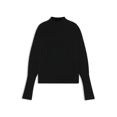 Hugo Boss Relaxed-fit Mock-neck Sweater In A Wool Blend In Black