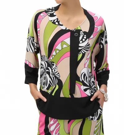 Joseph Ribkoff Silky Knit Retro Tunic Top In Black In Black