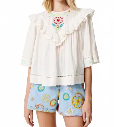 Manoush Sarah Print Top In White In White