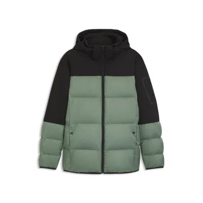 Hugo Boss Water-repellent Down Jacket With Detachable Hood And Sleeves In Green