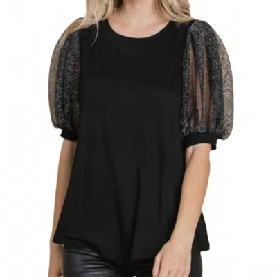 Emerald Collection Chic Balloon Sleeve Top In Black In Black