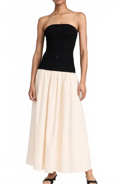 Line And Dot Tanner Combo Maxi Dress In Black/taupe In Multi