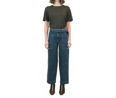 Simkhai Jenny High Rise Belted Cropped Jeans In Cielo In Blue