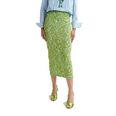 Essential Antwerp Halpaca Jacquard Skirt In Aqua Blue In Multi