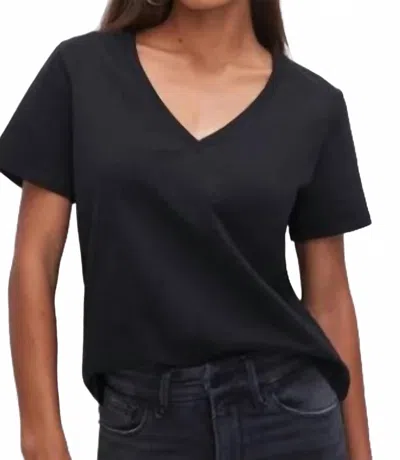 Good American Womens V-neck Cotton-jersey T-shirt Black001 Xs In Black