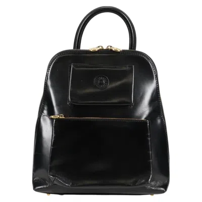 Pre-owned Versace Patent Leather Backpack Bag () In Black