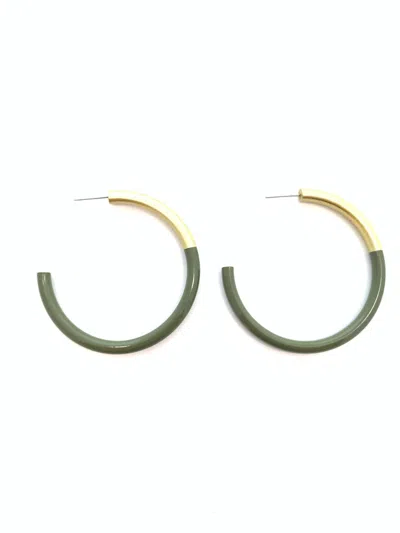 Accessory Jane Women's Large Liz Hoops In Army Green In Green