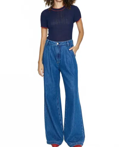 Pistola Victoria High Waist Wide Leg Jeans In Blue