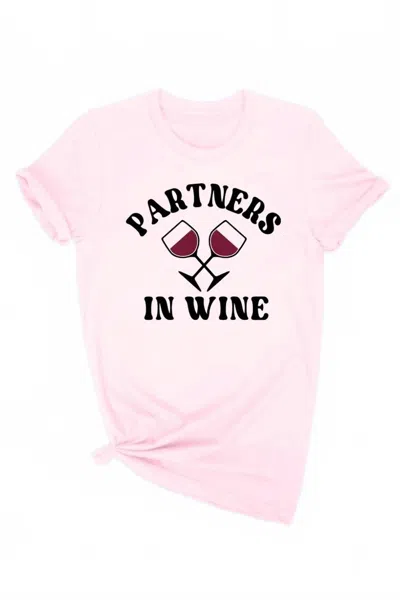 Fedia Women's Partners In Wine Graphic T-shirt In Pink In Pink