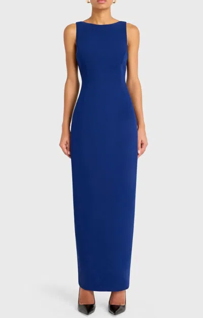 Amanda Uprichard Marbella Low Scoop Back Maxi Dress In Navy In Blue