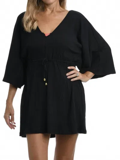 Maxine Of Hollywood Knit Crinkle Tunic Top In Black In Black