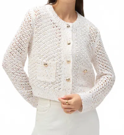 Joseph Ribkoff Open Stitch Short Cardigan In White In White