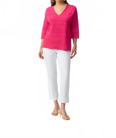 Joseph Ribkoff Jacquard Sweater Knit Pullover In Geranium In Pink