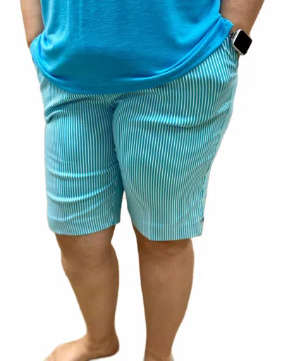 Southern Lady Stripe Knee Short In Seven Seas In Blue