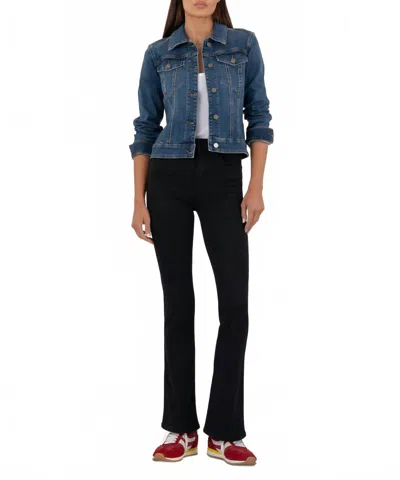Kut From The Kloth Julia Crop Denim Jacket In Dark Stone In Blue