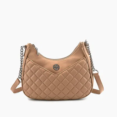 Like Dreams Women's Auburn Y2k Vegan Dual Quilted Shoulder Bag In Nude In Brown