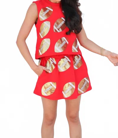 Queen Of Sparkles Scattered Football Skort In Red