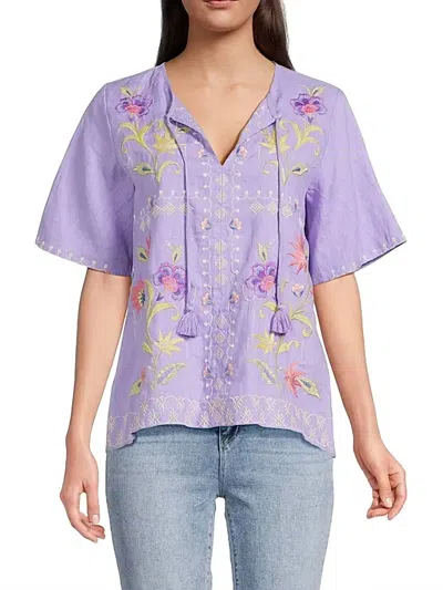 Johnny Was Ruffle Sleeve Field Blouse In Bougainvillea Purple In Purple