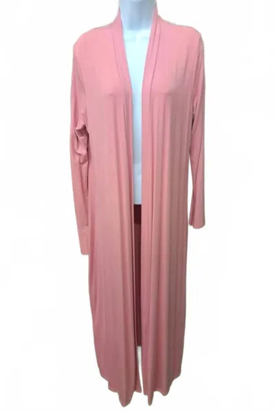K Too Women's Long Open Cardigan In Pink In Pink