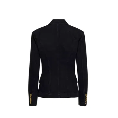 Balmain Black Double-breasted Jacket With Branded Buttons And Asymmetric Cut In Black