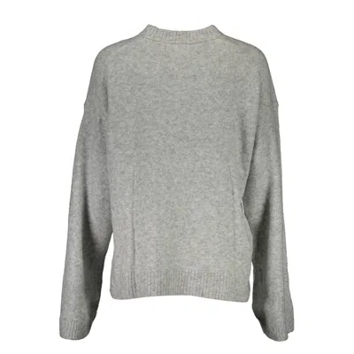 Calvin Klein Chic Gray Embroidered Sweater With Side Slits In Gray