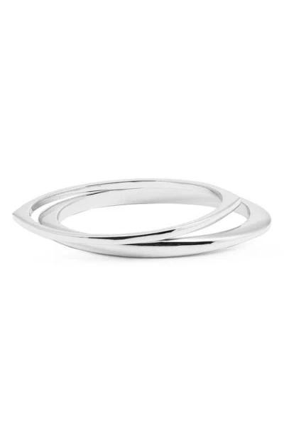 Open Edit Set Of Two Pointed Oval Bangles In Metallic