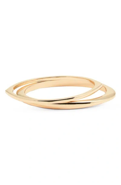 Open Edit Set Of Two Pointed Oval Bangles In Gold