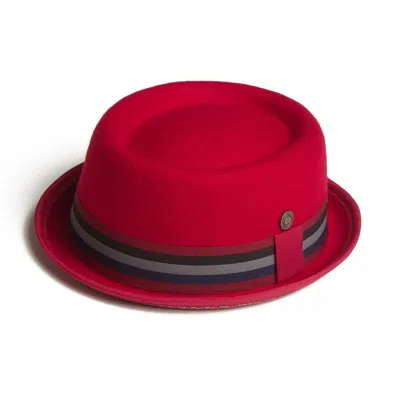 Dasmarca Hats Men's Nico Ruby Red Felt Skimpy Brim Short Brim Rude Boy Mod Style Porkpie Hat In Red