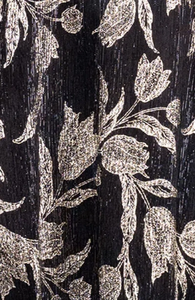 Betsy & Adam Metallic Floral Sheath Gown In Multi