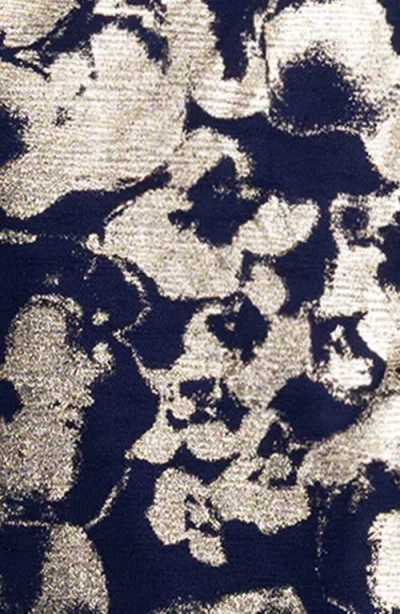 Betsy & Adam Metallic Floral Cowl Neck Sheath Gown In Multi