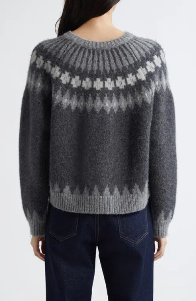 Nili Lotan Genevive Intarsia Alpaca Sweater In Grey Fair Isle