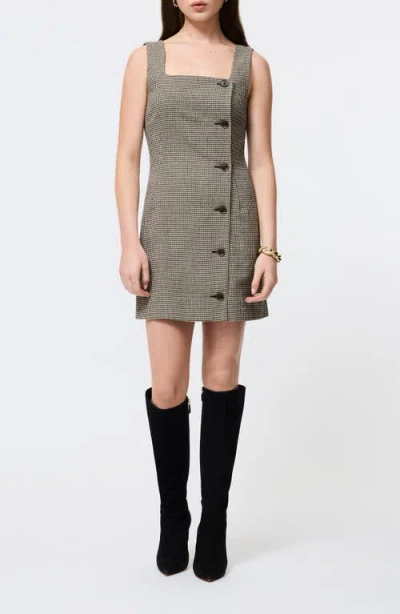 French Connection Houndstooth Sleeveless Button Front Minidress In Multi