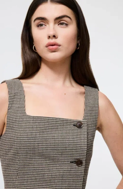 French Connection Houndstooth Sleeveless Button Front Minidress In Multi