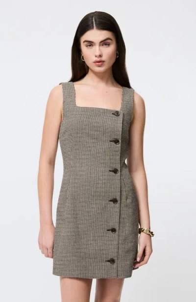 French Connection Houndstooth Sleeveless Button Front Minidress In Multi