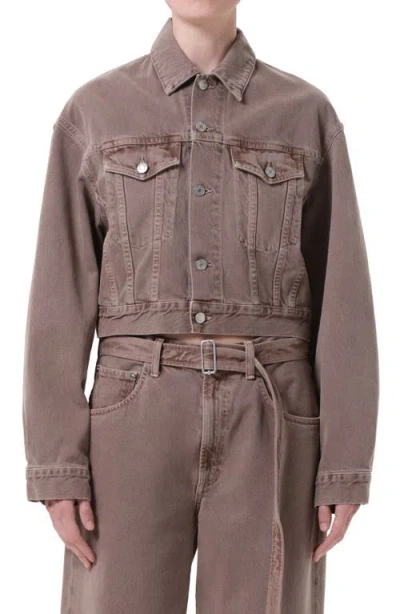 Agolde Radley Cropped Denim Jacket In Brown
