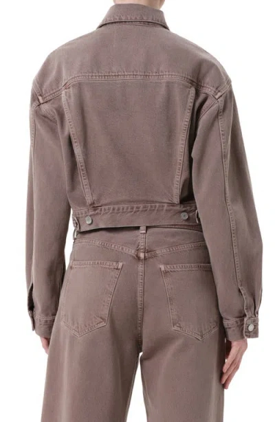 Agolde Radley Cropped Denim Jacket In Brown