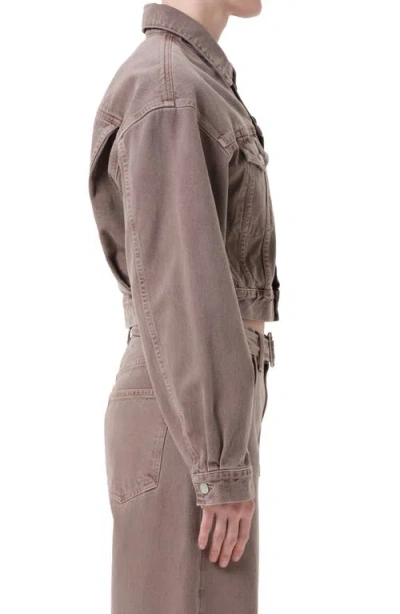 Agolde Radley Cropped Denim Jacket In Brown