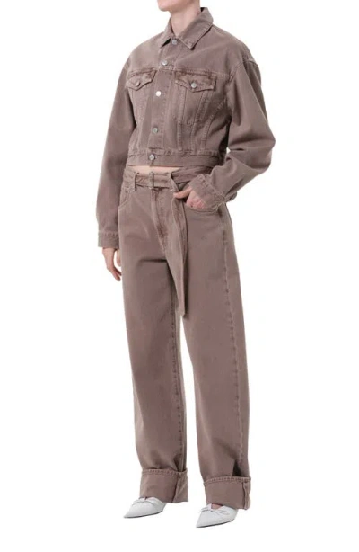 Agolde Radley Cropped Denim Jacket In Brown