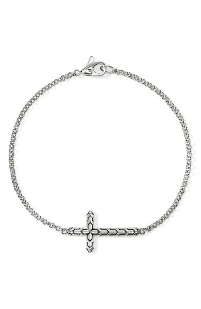 John Hardy Sterling Silver Cross-embellishment Bracelet In Metallic