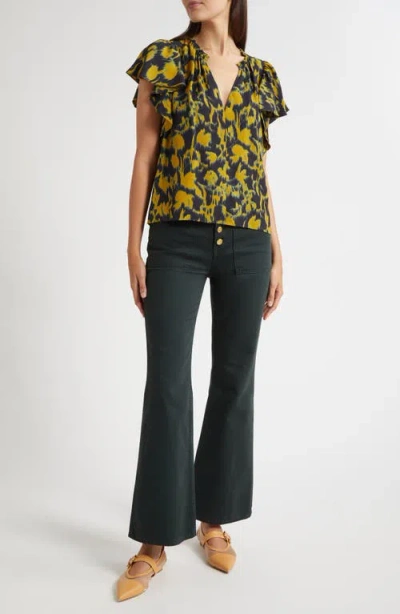 Ulla Johnson Lilo Flutter Sleeve Top In Multi