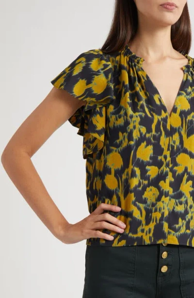 Ulla Johnson Lilo Flutter Sleeve Top In Multi