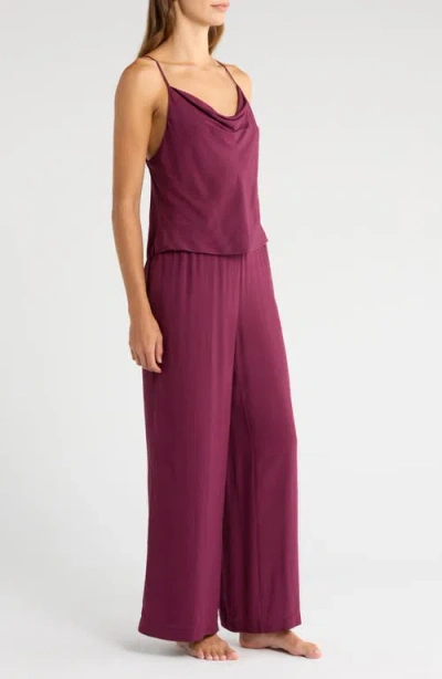 Natori Sleek Silk-modal Cami Pajama Set In Purple