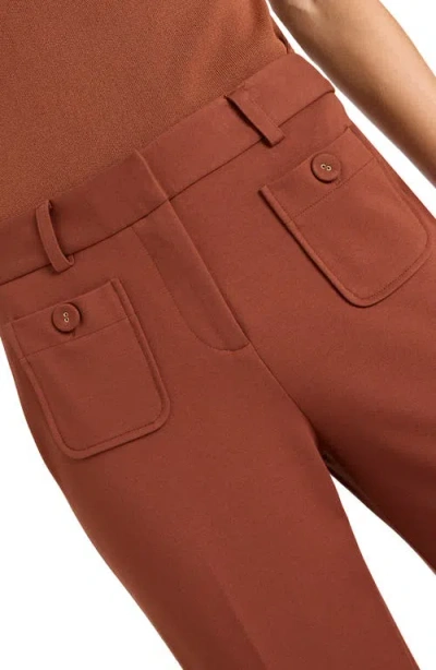 Tahari Asl Patch Pocket Straight Leg Pants In Brown