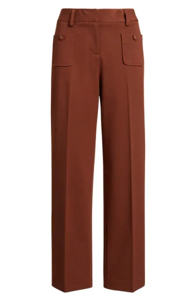 Tahari Asl Patch Pocket Straight Leg Pants In Brown