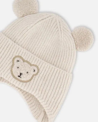 Deux Par Deux Gender Inclusive Lined Winter Knit Hat With Ear Flaps In Neutral