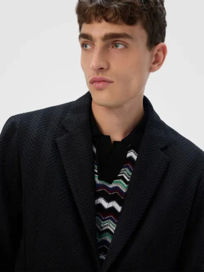 Missoni Single-breasted Jacket With Zigzag Pattern In Black