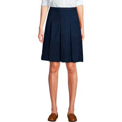 Lands' End School Uniform  Solid Box Pleat Skirt Above Knee In Blue