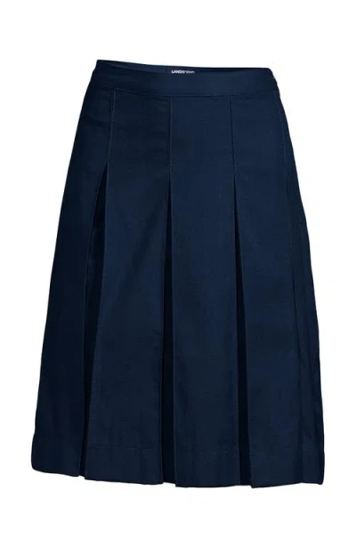Lands' End School Uniform  Solid Box Pleat Skirt Above Knee In Blue